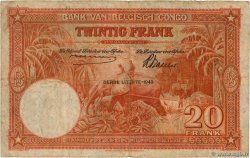 20 Francs BELGISCH-KONGO  1942 P.15B fS