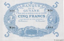 5 Francs Cabasson bleu Épreuve FRENCH GUIANA  1933 P.01s fST