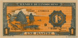 1 Piastre orange FRENCH INDOCHINA  1945 P.058c AU