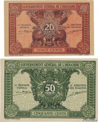 20 et 50 Cents Lot FRENCH INDOCHINA  1942 P.090 et P.091a UNC