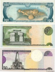 500, 10 et 50 Pesos Oro Lot RÉPUBLIQUE DOMINICAINE  1997 P.157c, P.161a et P.165a UNC