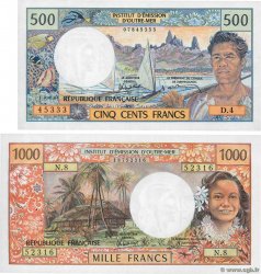 500 et 1000 Francs Lot TAHITI Papeete 1985 P.25d et P.27d