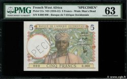 5 Francs Spécimen FRENCH WEST AFRICA  1934 P.21s fST+