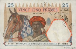 25 Francs Spécimen FRENCH WEST AFRICA  1933 P.22s fVZ