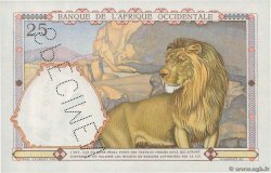 25 Francs Spécimen FRENCH WEST AFRICA  1942 P.27s AU