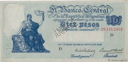 10 Pesos Annulé ARGENTINIEN  1936 P.253s