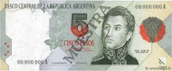 5 Pesos Spécimen ARGENTINA  1992 P.341s FDC