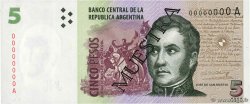 5 Pesos Spécimen ARGENTINA  1998 P.347s UNC-