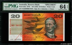 20 Dollars Spécimen AUSTRALIA  1983 P.46ds UNC-