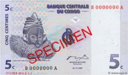 5 Centimes Spécimen REPUBBLICA DEMOCRATICA DEL CONGO  1997 P.081s q.FDC