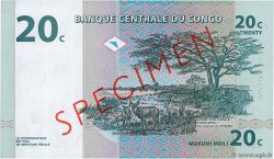 20 Centimes Spécimen REPUBBLICA DEMOCRATICA DEL CONGO  1997 P.083s FDC