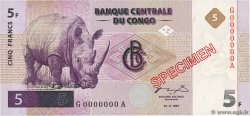 5 Francs Spécimen REPUBBLICA DEMOCRATICA DEL CONGO  1997 P.086s q.FDC