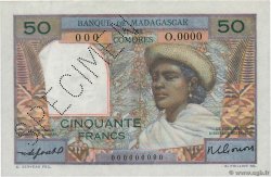 50 Francs Spécimen MADAGASCAR  1950 P.045bs q.FDC