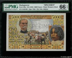 5000 Francs Spécimen MADAGASCAR  1950 P.049bs FDC