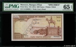 500 Francs Lyautey non émis Spécimen MOROCCO  1951 P.45As UNC
