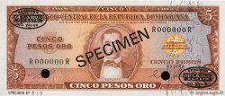 5 Pesos Oro Spécimen RÉPUBLIQUE DOMINICAINE  1964 P.100s5 FDC