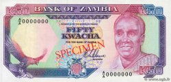50 Kwacha Spécimen ZAMBIA  1989 P.33as UNC