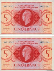 5 Francs Consécutifs AFRIQUE ÉQUATORIALE FRANÇAISE  1943 P.15a UNC-