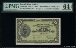25 Francs FRENCH WEST AFRICA  1942 P.30a UNC-