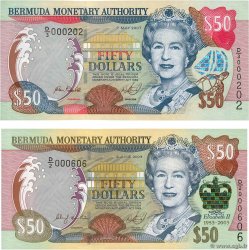 50 Dollars Petit numéro BERMUDA  2000 P.54a et P.56 FDC