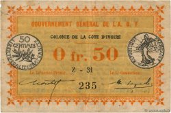 50 Centimes COSTA DE MARFIL  1917 P.01b BC+