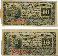 10 Centavos Lot KUBA  1872 P.030a