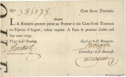 100 Livres Tournois typographié FRANCE  1720 Dor.27 pr.TTB