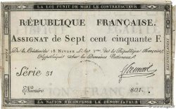 750 Francs FRANCE  1795 Ass.49a TB
