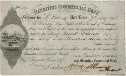 200 Pounds Sterling MAURITIUS Port Louis 1858 Doc.lettre BC+