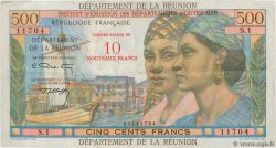 10 NF sur 500 Francs Pointe à Pitre ÎLE DE LA RÉUNION  1971 P.54b pr.TTB