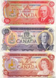 2, 10 et 50 Dollars Lot KANADA  1975 P.086a, P.088c et P.090b
