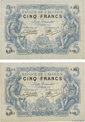 5 Francs Consécutifs ALGERIA  1916 P.071a