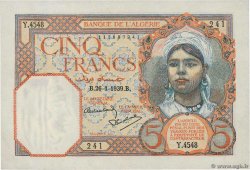 5 Francs ALGERIEN  1939 P.077a