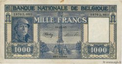 1000 Francs BELGIUM  1945 P.128b F+