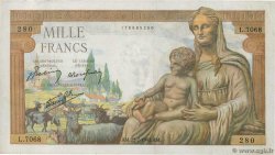 1000 Francs DÉESSE DÉMÉTER FRANCE  1943 F.40.31 VF+