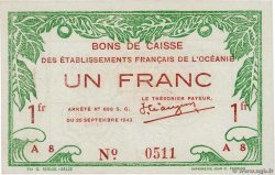 1 Franc OCEANIA  1943 P.11c FDC
