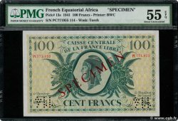 100 Francs Spécimen FRENCH EQUATORIAL AFRICA Brazzaville 1941 P.13s