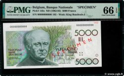 5000 Francs Spécimen BELGIEN  1982 P.145s