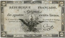 400 Livres FRANKREICH  1792 Ass.38a S