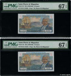 5 Francs Bougainville Consécutifs SAINT PIERRE E MIQUELON  1946 P.22 FDC