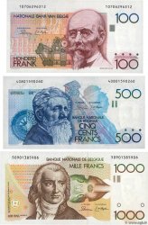100, 500 et 1000 Francs Lot BELGIO  1980 P.142a, P.143a et P.144a