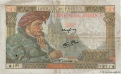 50 Francs JACQUES CŒUR FRANKREICH  1941 F.19.15 S