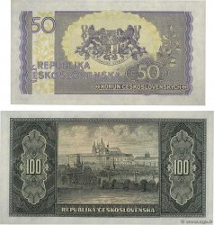 50 et 100 Korun Spécimen TSCHECHOSLOWAKEI  1945 P.062s et P.063s ST