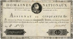 50 Livres FRANCIA  1792 Ass.28a q.BB