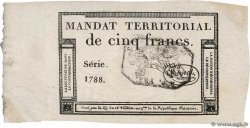 5 Francs Monval cachet noir FRANKREICH  1796 Ass.63b