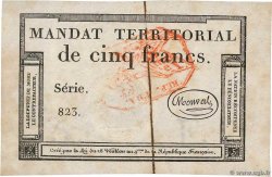 5 Francs Monval cachet rouge FRANKREICH  1796 Ass.63c