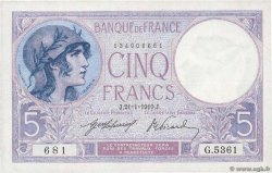 5 Francs FEMME CASQUÉE FRANKREICH  1919 F.03.03