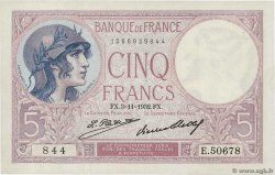5 Francs FEMME CASQUÉE FRANCE  1932 F.03.16 pr.NEUF