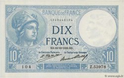 10 Francs MINERVE FRANCIA  1930 F.06.14 q.FDC