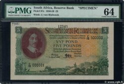 5 Pounds Spécimen SUDAFRICA  1952 P.097as q.FDC